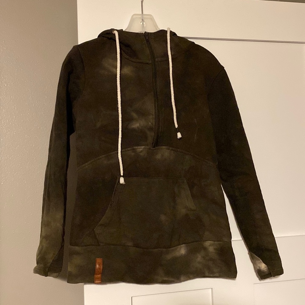 Ampersand Half Zip Olive Tie Dye Hoodie